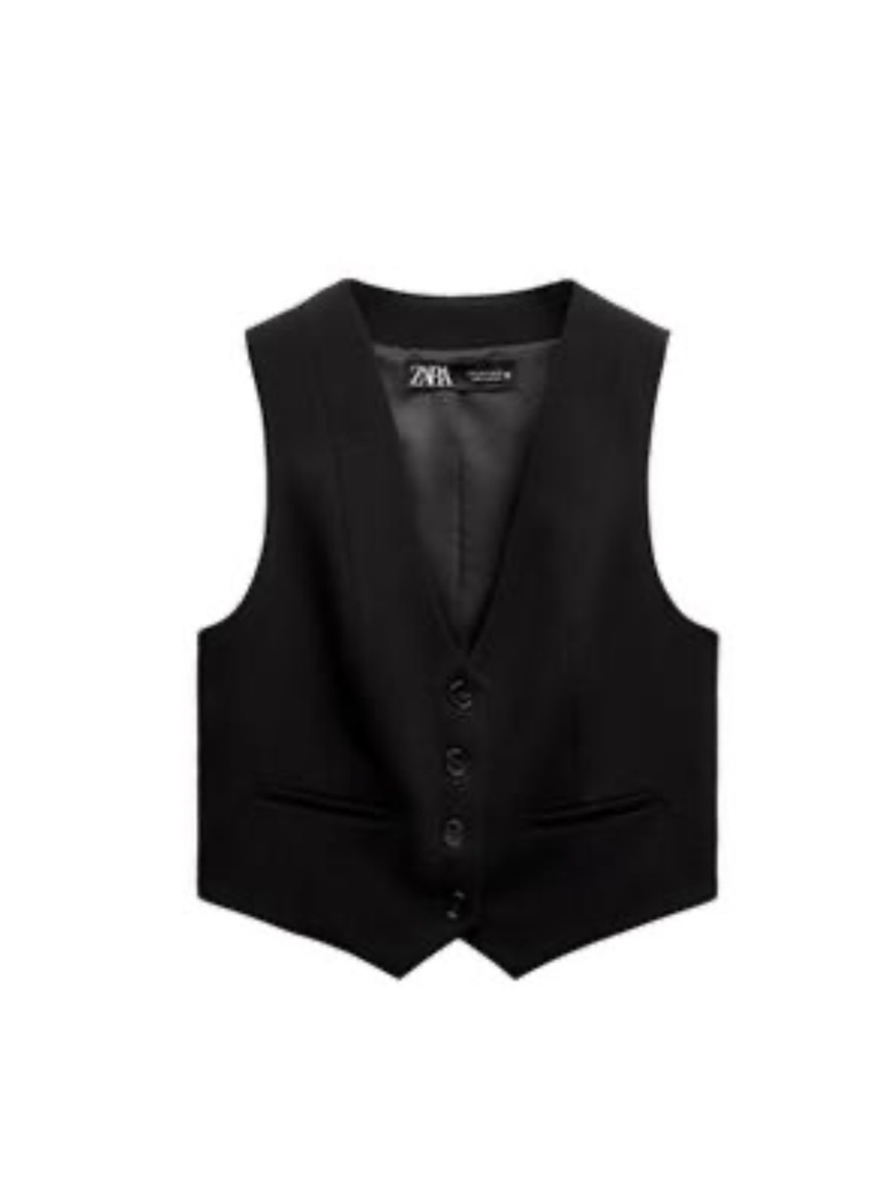 Zara Black Tailored Button Vest